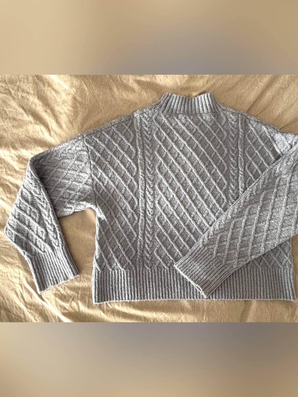 Dynamite Cozy Cable Knit Cropped Sweater - Light Blue - Picture 2 of 5